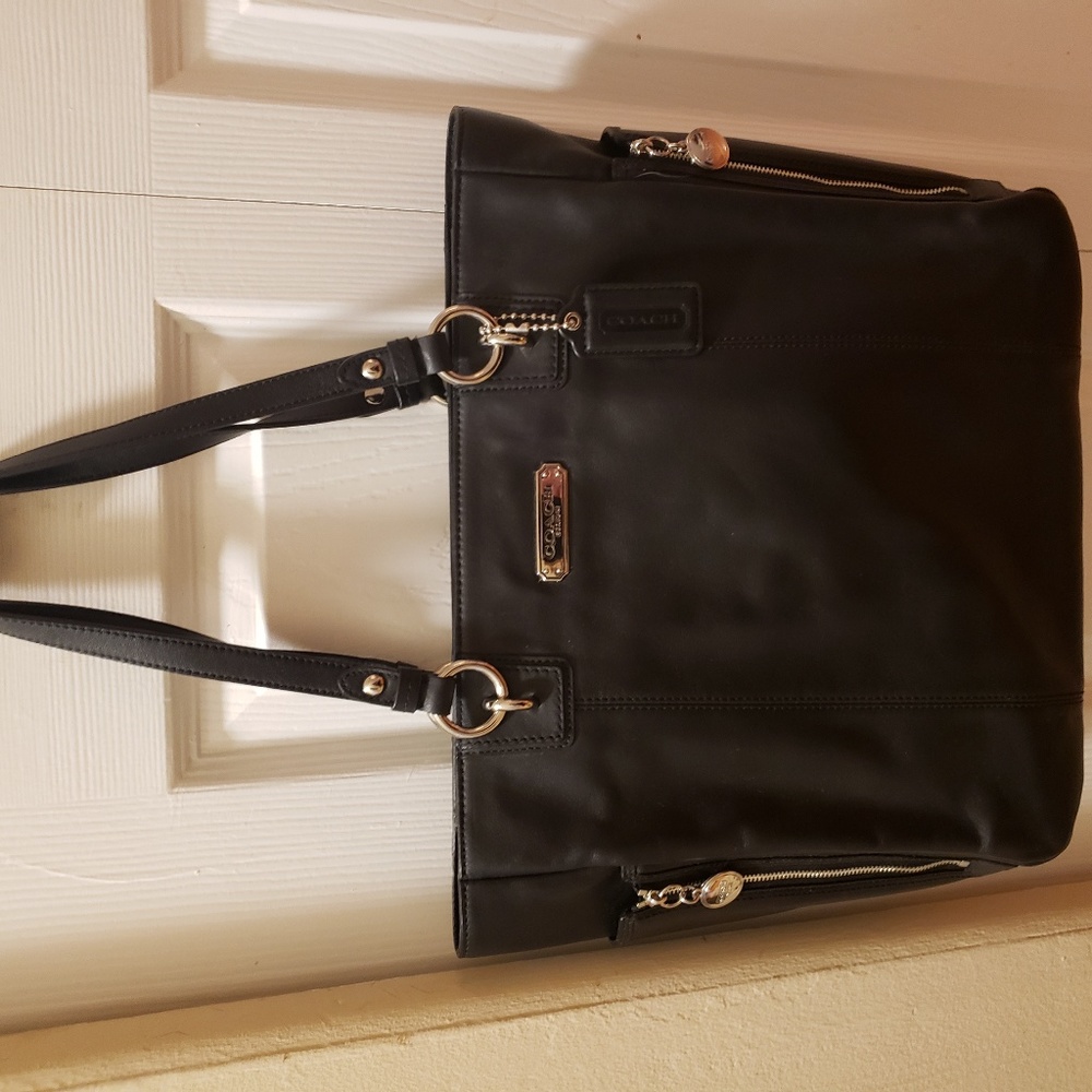 brand new black leather coach purse